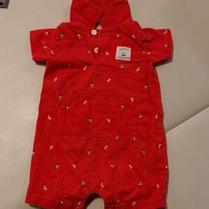 Carters Red Nautical Baby Romper 9m